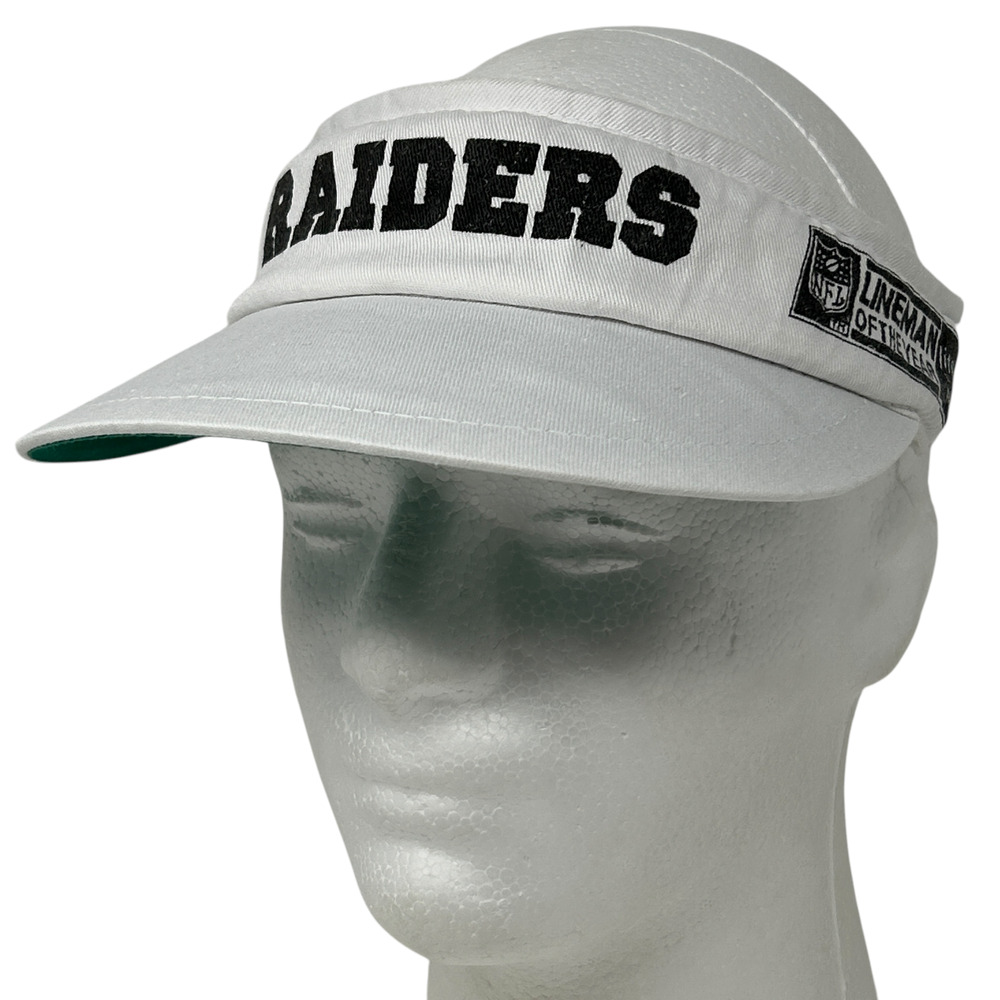 Vintage Las Vegas Raiders Visor Hat Cap 80s White Lineman of the Year Strapback